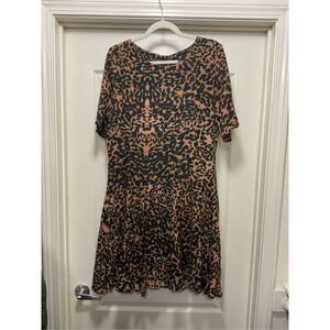 H&M Short Sleeved Fit and Flare Animal/Leopard Dress (Size 14)